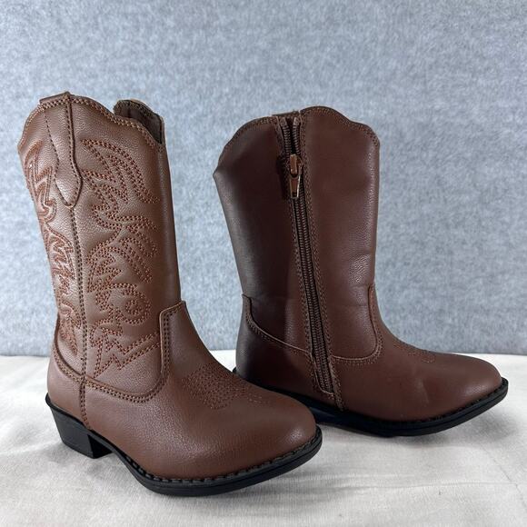 Cowboy boots Toddler sz 9 Zip Up Low Heel Round Toe Western NWOT - Picture 1 of 7